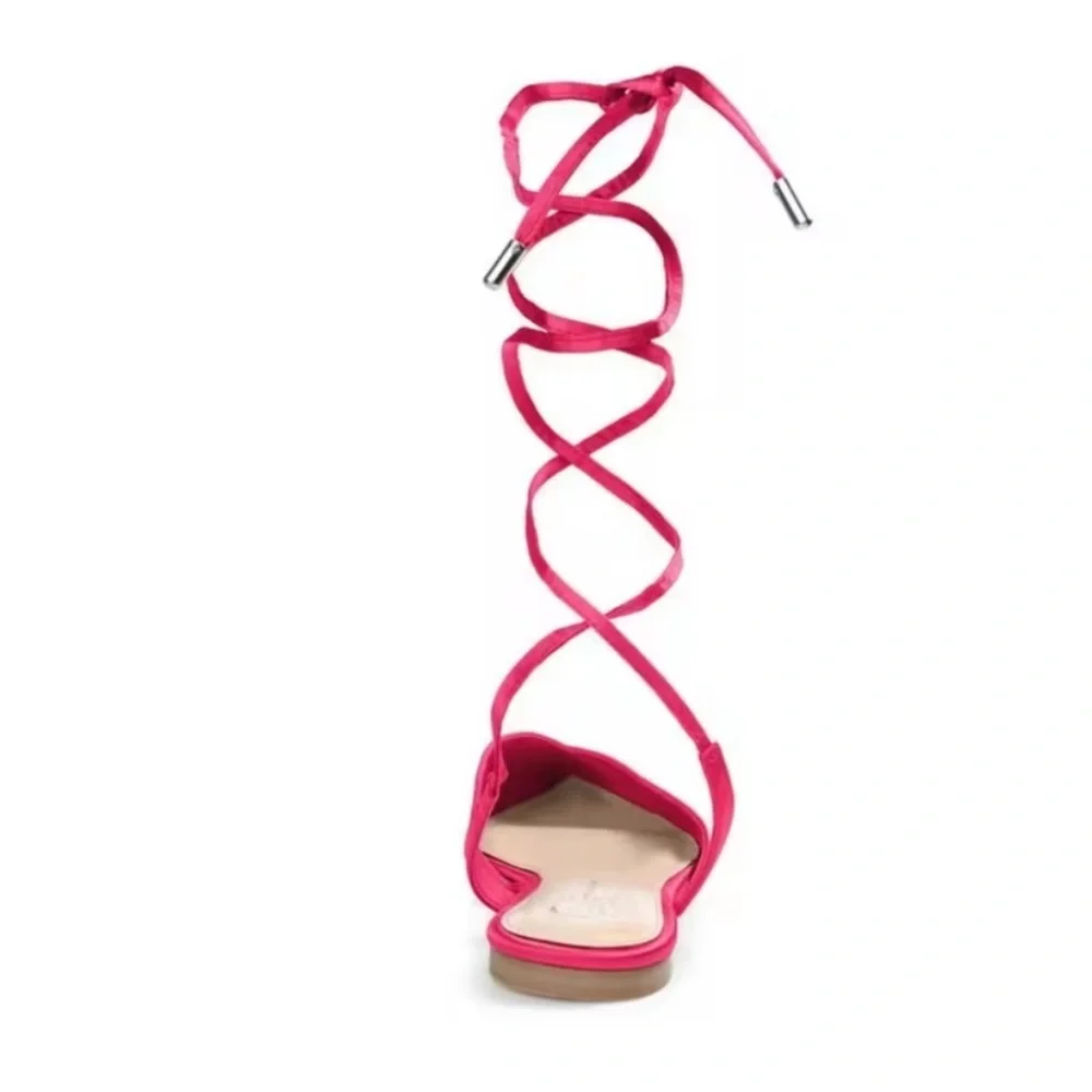 Nwot Journee Collection Theia Fuchsia pink Satin Sandals cushioned flat size 11 - Picture 8 of 15